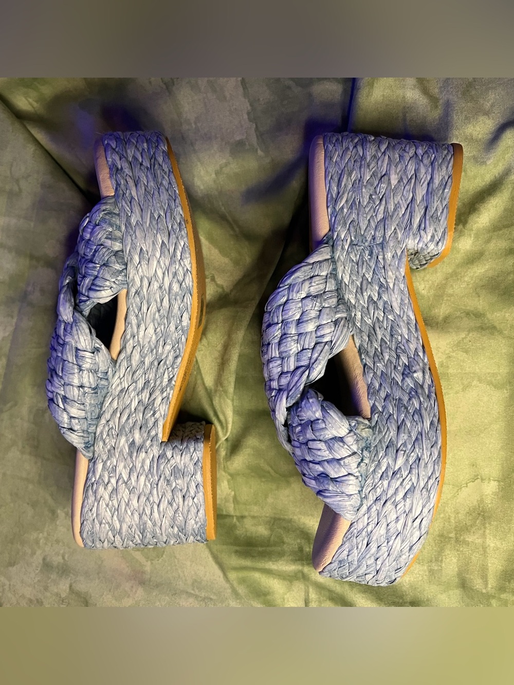 Baby Blue Chunky Platform Sandals View 4